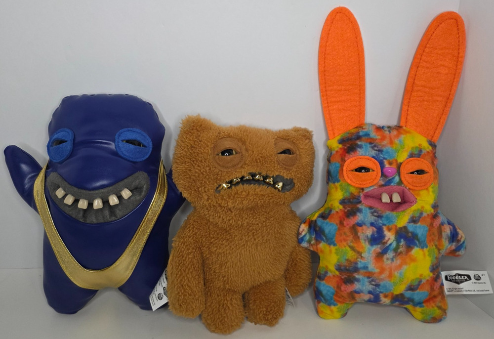 Fuggler Plush Lot 3 Gold Shameless Goof Gnawing Terror Tie Dye Rabid Rabbit